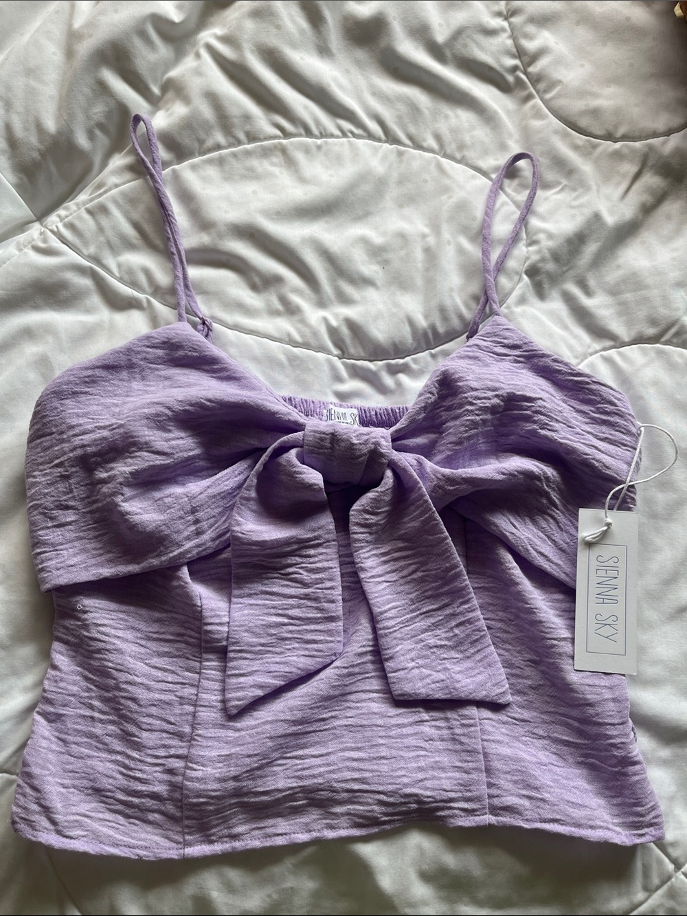 NWT Sienna Sky Lavender Bow Front Camisole L